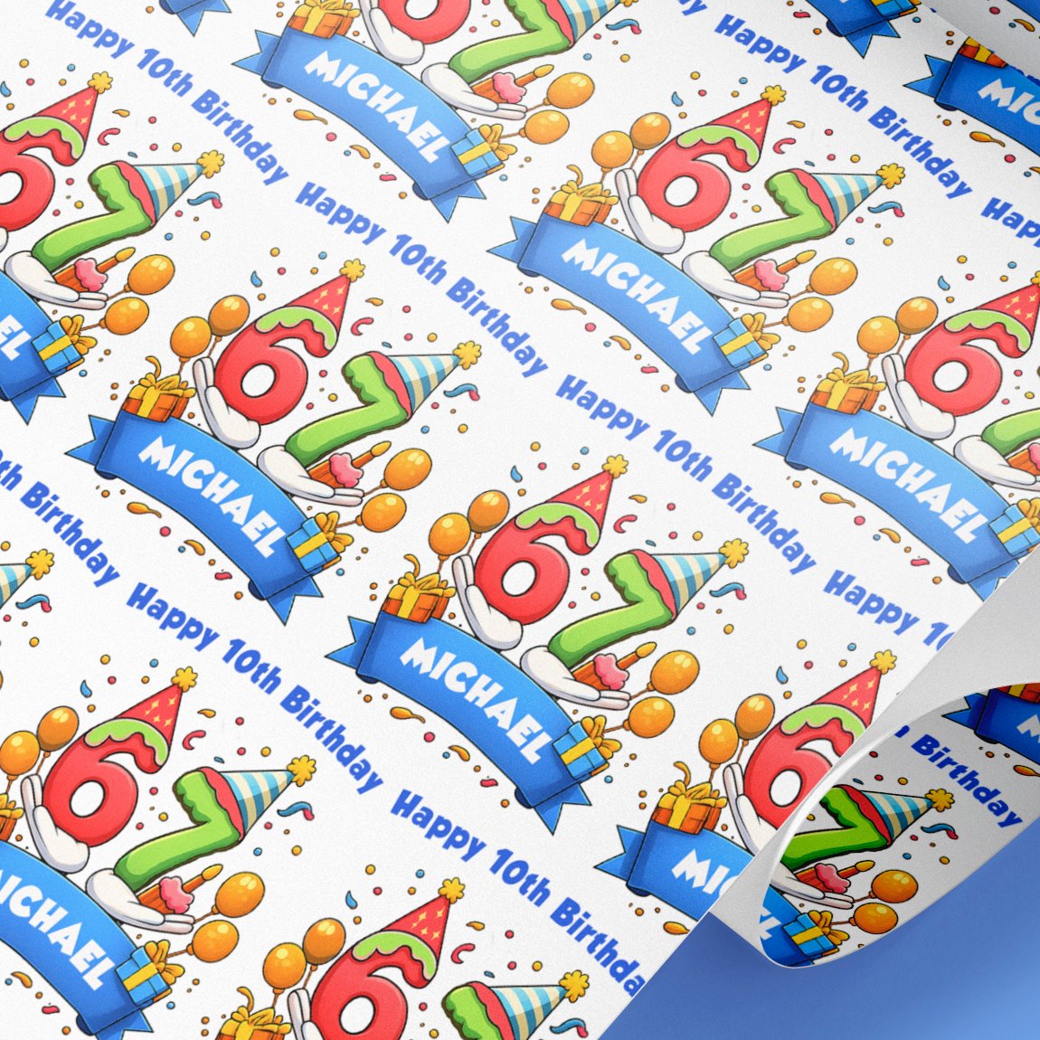 Personalised 67 meme birthday wrapping paper with custom name