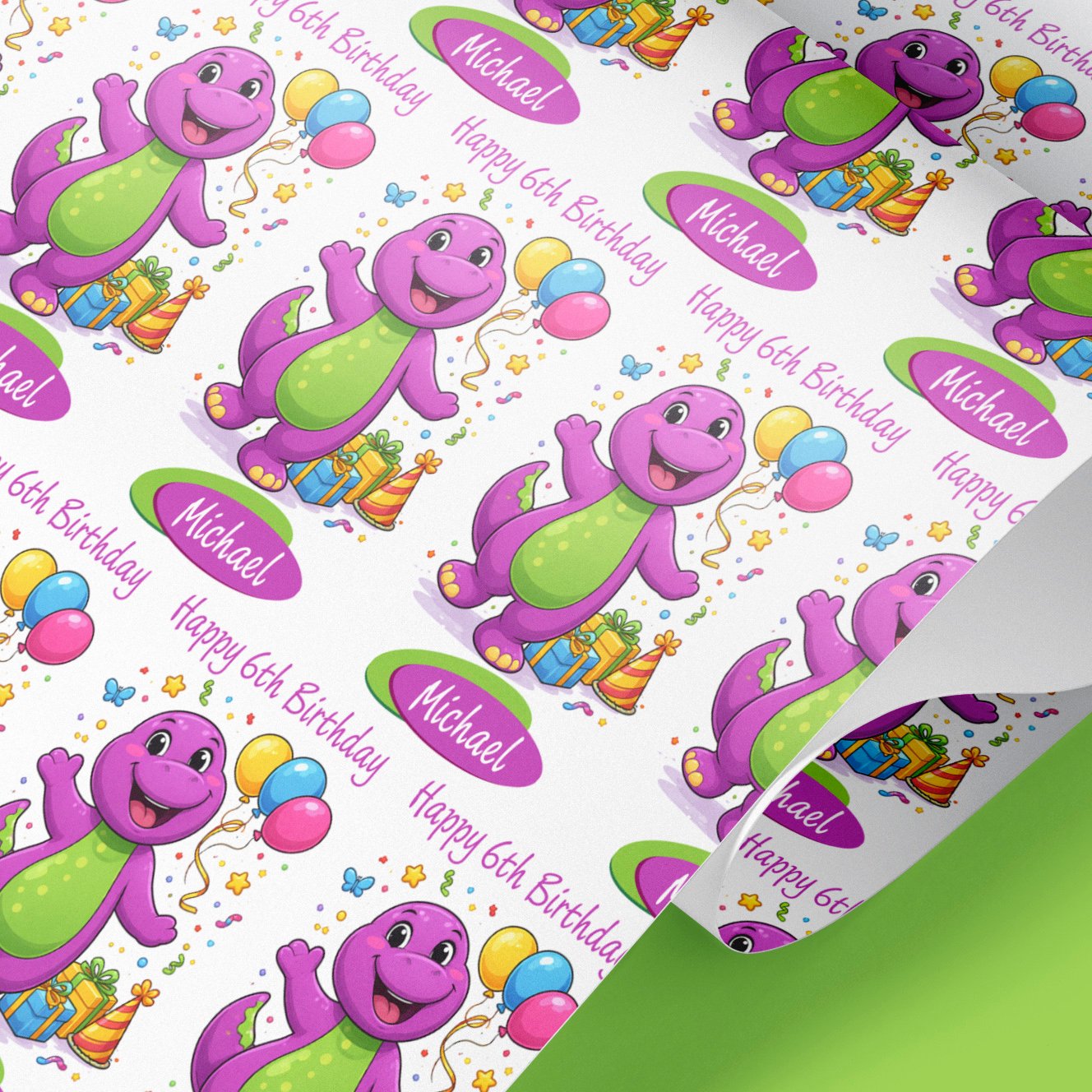 barney the dinosaur wrapping paper