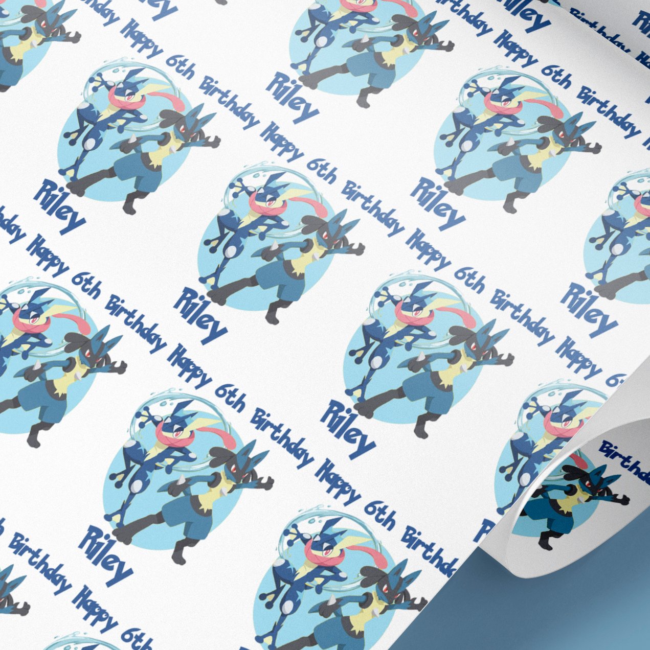 lucario greninja wrapping paper
