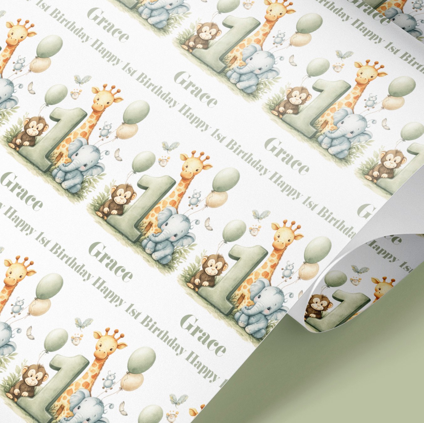 personalised safari wrapping paper