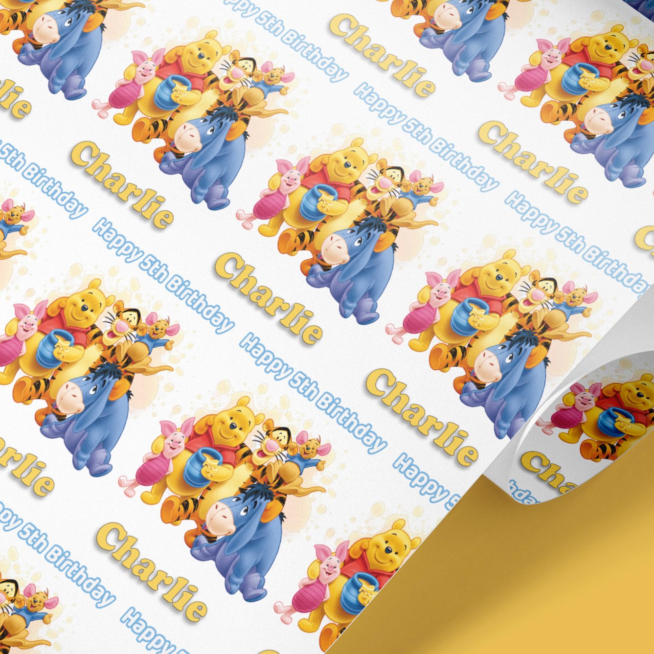 personalised winnie style birthday wrapping paper any name any age kids gift wrap