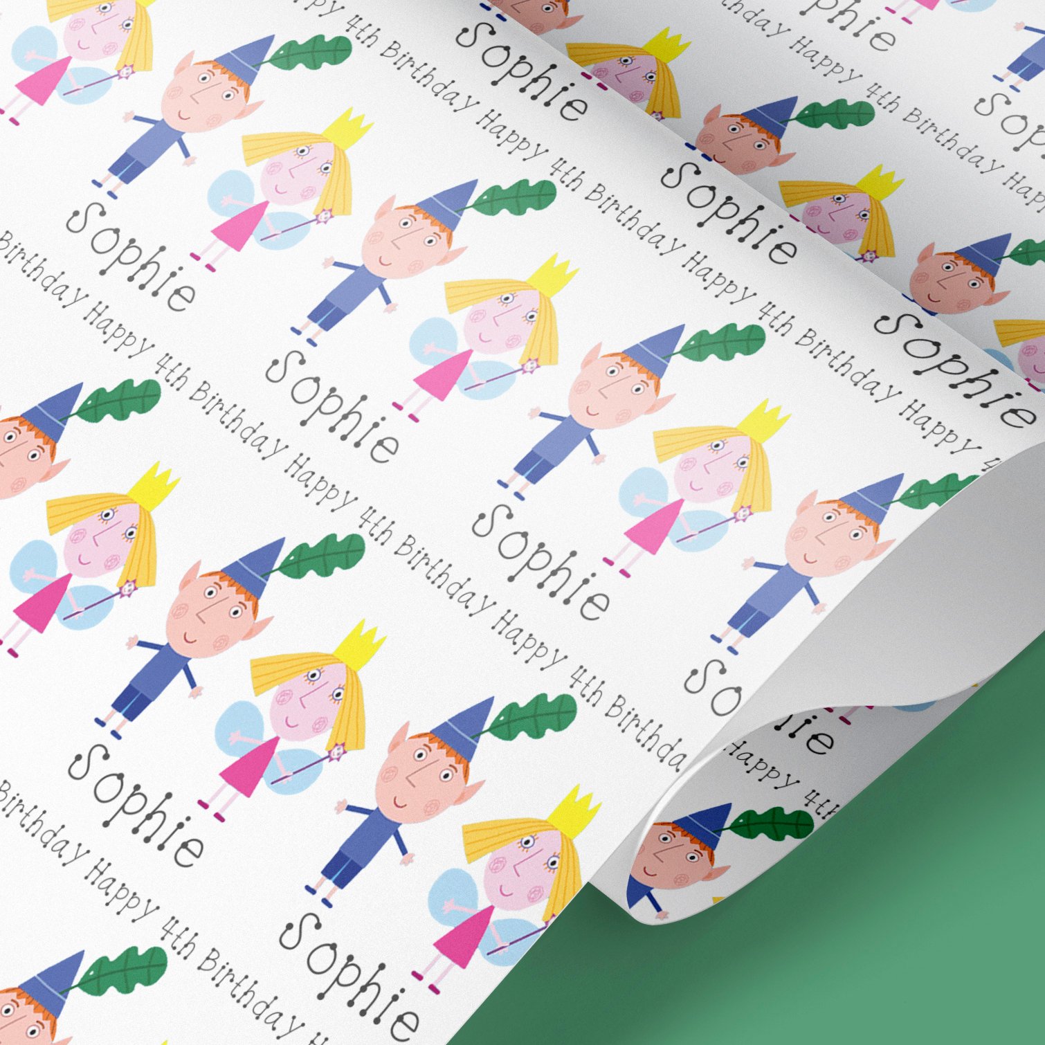 ben & holly personalised wrapping paper