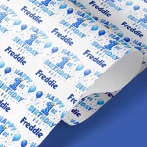 1st birthday blue wrapping paper