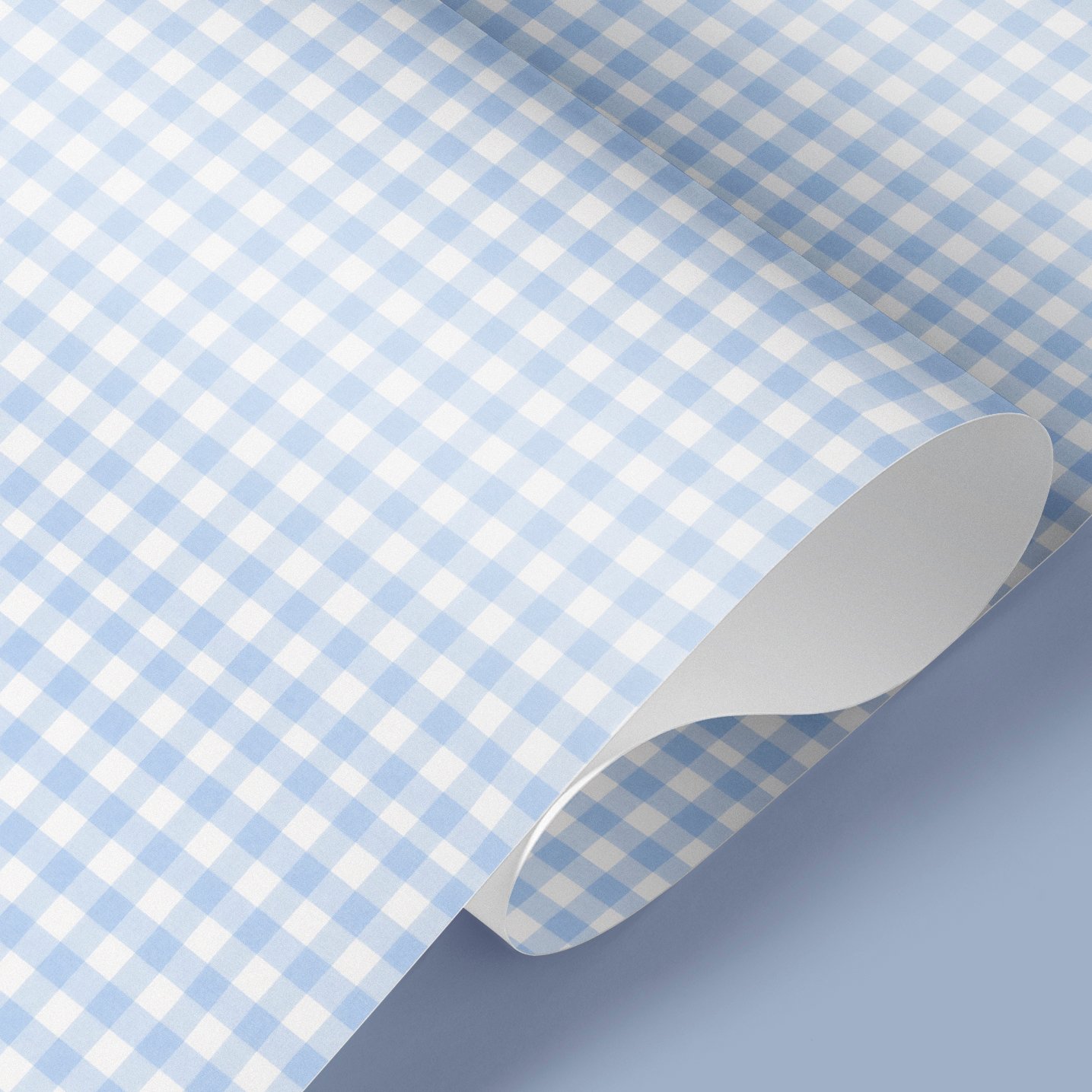 blue gingham wrapping paper