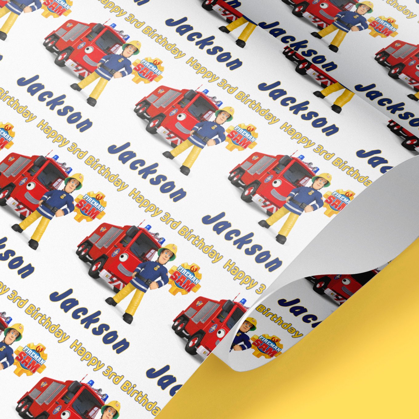 fireman sam personalised wrapping paper