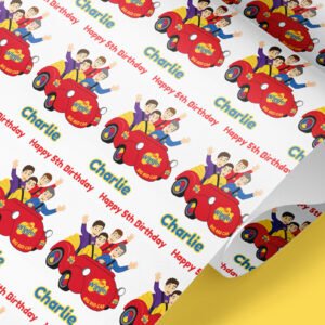 The Wiggles birthday wrapping paper with name and age
