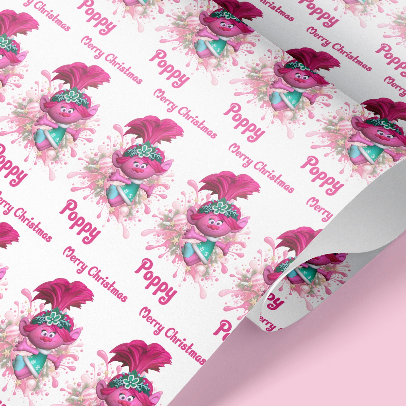 Personalised pink Trolls character wrap